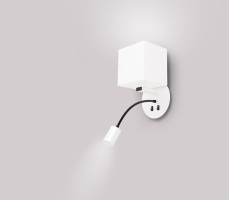 Applique d&#39;hôtel blanche avec liseuse LED Magnum Candellux 21-75659