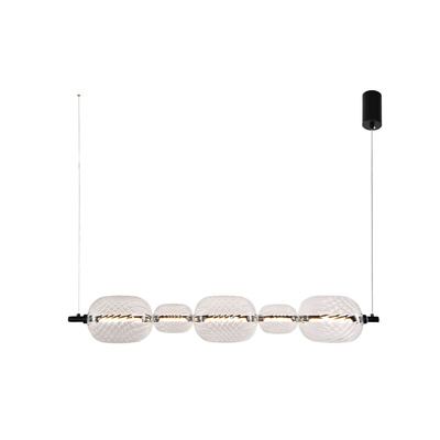 PLAYA lampă suspendată negru orizontală 15W LED 3000K abajur transparent
