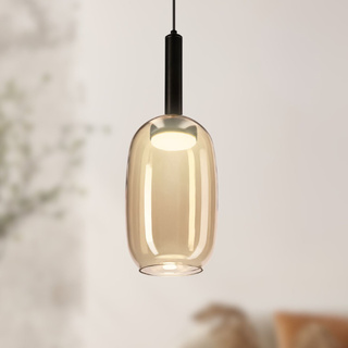 Suspension Bueno verre abat jour ambre simple GX53
