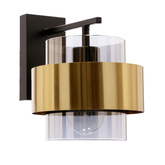 Spiega wall lamp black brass e27 with a colorless lampshade