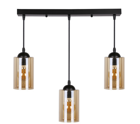 Hanging lamp black / brown strip 3xE27 Bistro 33-00545