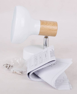 Wall lamp adjustable white + wood element Puerto Candellux 91-62796