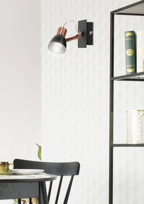 Aplic de perete 1X50W GU10 negru si cupru Markus 91-35554