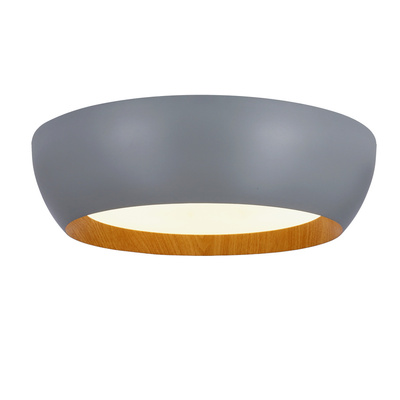ABRUZZO PLAFONNIER PLAFON GRIS ABAT-JOUR BOIS BLANC 14-24114