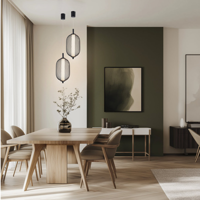 Hanging wire lamp PUMA with elongated shade 15 x 30 cm designer lamp over table LED 3000K