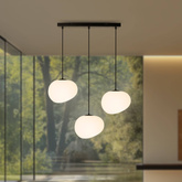 Pendant lamp STONES Japandi style elongated with 20 cm stone shape acrylic shades minimalist lamp over table 3x E27