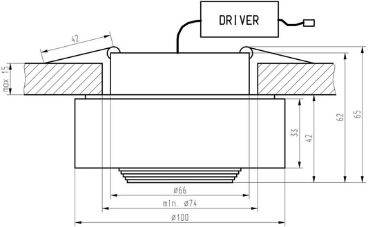 LED ceiling luminaire 3W round clear glass SS-33 Candellux 2228815