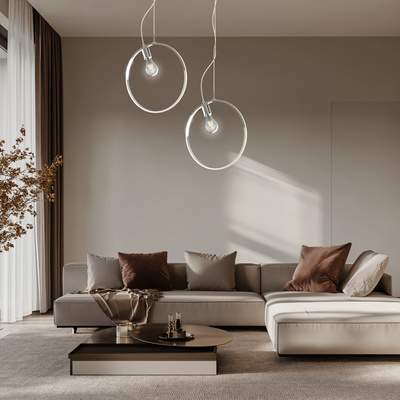 Hanging lamp APETI SKIROS 1xE27 + LED 12W chrome