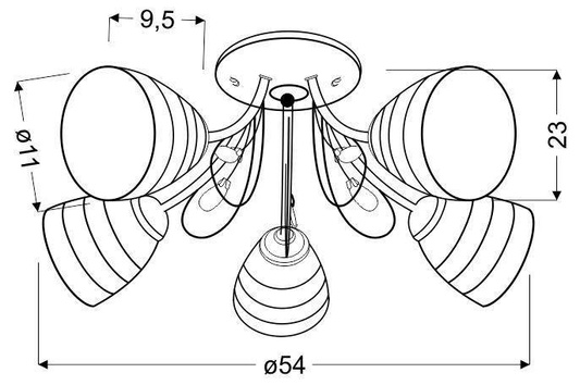 Chrome ceiling lamp with crystals 5x40W Simpli Candellux 35-63854
