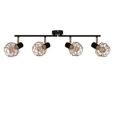 Decken-Wandlampenstreifen mit schwarzem Kupferschirm 4x40W E14 Acrobat 94-22226
