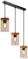 Lampe suspendue Wels 3X40 noir + abat-jour en bois fumé 33-22004