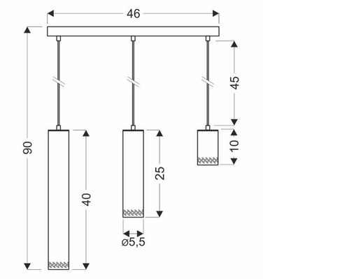 Lampa wisząca czarna/drewniana oprawa 3x25W Tubo 33-79114