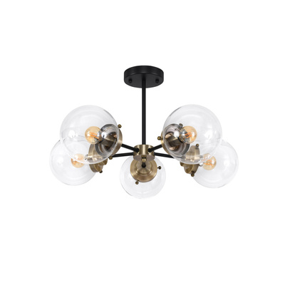 Lampa sufitowa czarna/patynowa 5xE14 Lens 35-01306