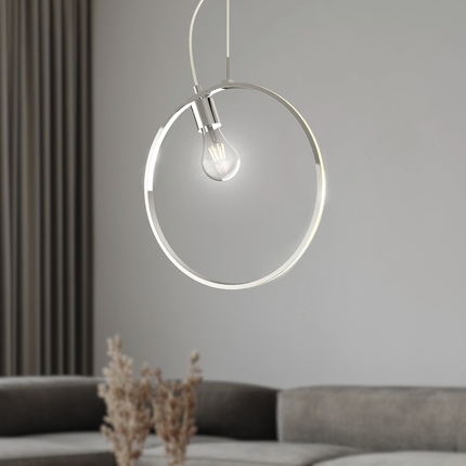 Lampa wisząca SKIROS srebrny ring – minimalistyczne oświetlenie LED 4000K z E27