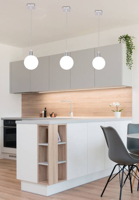 Hängelampe mit weißem Kugelschirm 12 cm Oden 31-03232