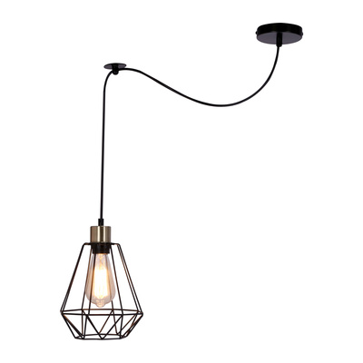 Hanging lamp black/patina with a wire shade Primo P 31-00279