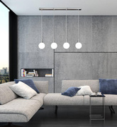 Suspension chrome / boule blanche 4 Maldus 34-01474