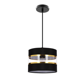 Lampa wisząca z abażurem Pandy czarna do jadalni E27