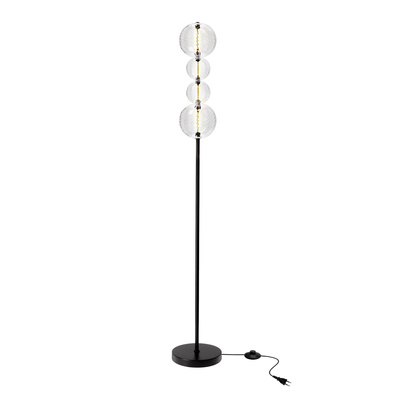PLAYA lampe sur pied noir 15W LED 3000K abat jour globe transparent