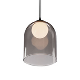 Pendant lamp KLEA glass with graphite and milky shade modern lamp over dining table for living room G9 LED