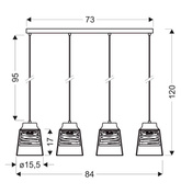 Lampa suspendata sticla neagra si aurie 4xE27 Fresno
