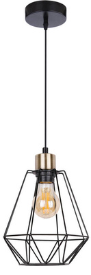 Lampă suspendată neagră + patină cu abajur de sârmă Primo 31-00262