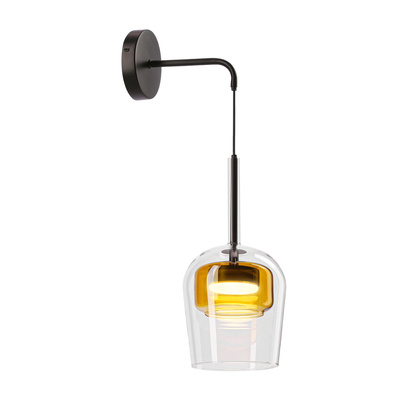 Wandleuchte Glaxi Glas Schirm transparent gelb für Schlafzimmer 1xGX53