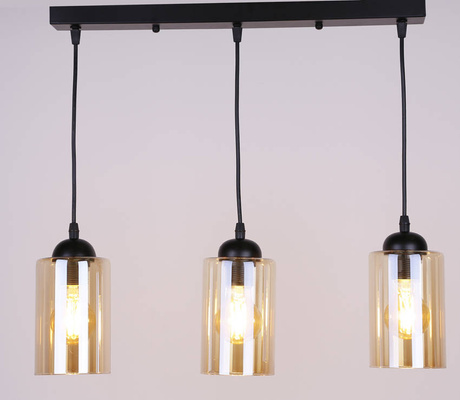 Hanging lamp black / brown strip 3xE27 Bistro 33-00545