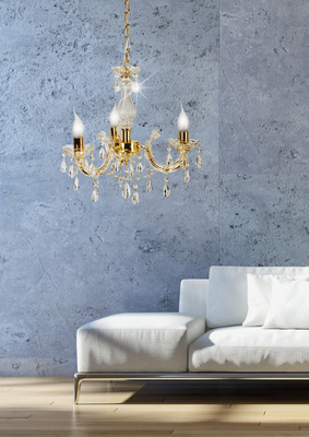 Gold crystal chandelier 3xE14 Maria Teresa 33-94639