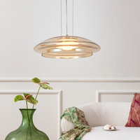 Suspension Ombre 34 verre abat jour ambre blanc simple GX53