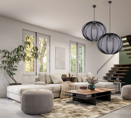 Lampa wisząca z abażurem Mellow kula z siateczki 52 cm czarna E27 do salonu