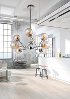 Plafonnier suspendu chrome avec abat-jour en verre 8x40W Best Candellux 38-67289