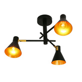 Ceiling lamp black and gold matt adjustable 3x40W Less 33-70975