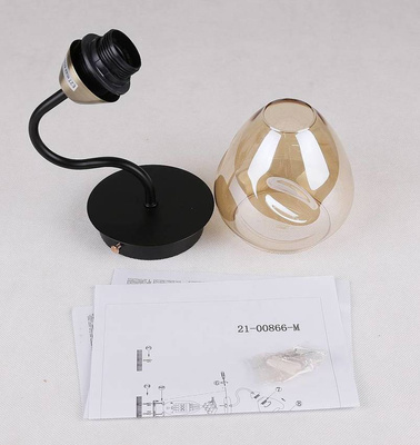 Wandleuchte Schwarz / Gold Rauchglas 1xE27 Unica 21-00866