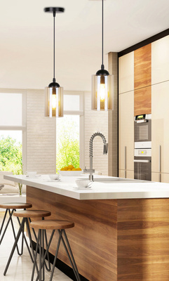 Hängelampe 1xE27 Glas schwarz/braun Bistro 31-00569