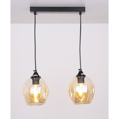 Glass hanging lamp black / brown 2xE27 Aspa 32-00590