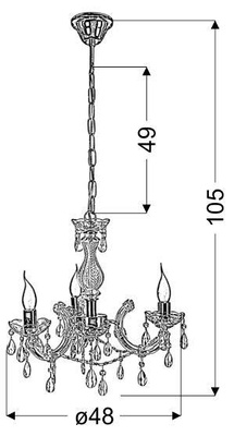 Gold crystal chandelier 3xE14 Maria Teresa 33-94639