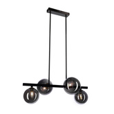 Lampa wisząca KAMA czarna w stylu dark japandi – z grafitowymi kloszami kulami – designerska lampa do salonu 4x G9 LED