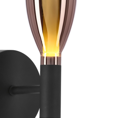 Nordic glass black wall light with copper shade for elegant bedroom G9