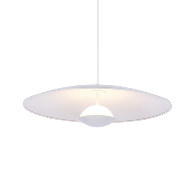 Pendant lamp LUND 48 cm minimalistic white plate shade Scandinavian lamp for dining room and living room LED