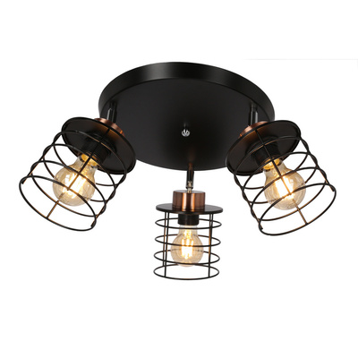 Ceiling lamp black/gold plate 3xE27 Glob 98-00392
