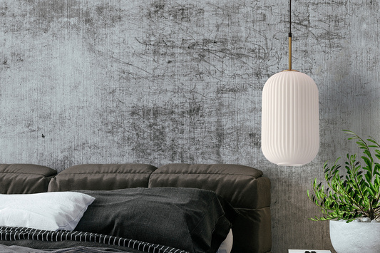 Lampa wisząca Cresto szklana pojedyncza do salonu i jadalni biało-złota