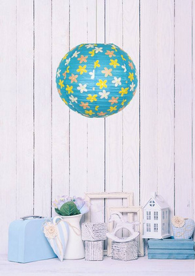 Blue paper lampshade with flowers ball 35cm Cocoon Candellux 70-96930