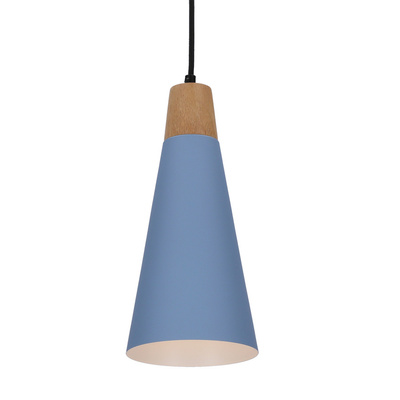 Hanging lamp blue metal + wood Faro Ledea 50101258