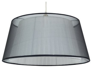 Lampa wisząca z abażurem Charlie tkaninowy podwójny abażur do salonu