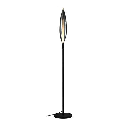 Lampadaire Nordic gris abat jour en verre fumé moderne en métal