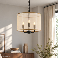 PACIFICA lampa wisząca czarny 3x40W E14 abażur złoty