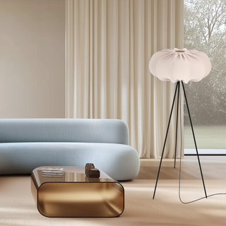 Floor lamp CAFEE with beige frappe shade 52 cm standing lamp in Scandinavian style E27