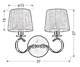 Aplică dublă cromată cu abajur din material alb Clara Candellux 22-21564