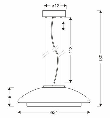 Pendant lamp Ombre 34 glass over table for living room with smoked shade